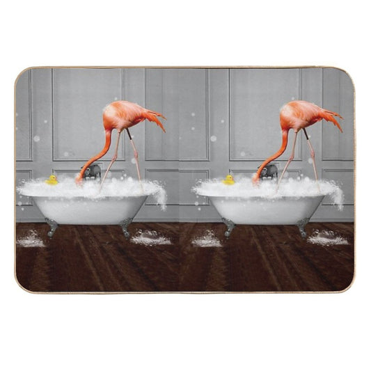 Flamingo on Bathtub Bubble Bath  Long-Lasting Bath Mat