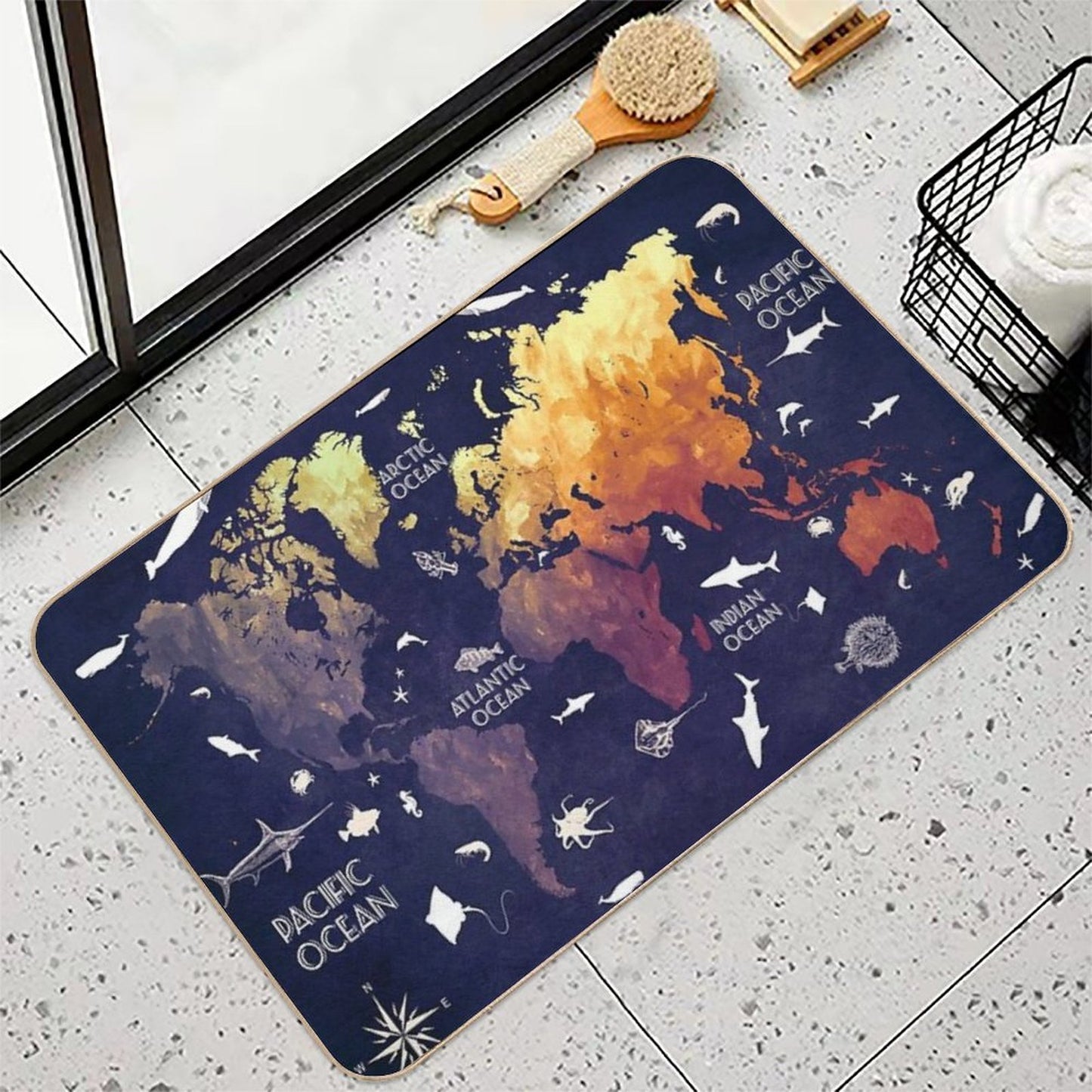 World Map 11  Long-Lasting Bath Mat