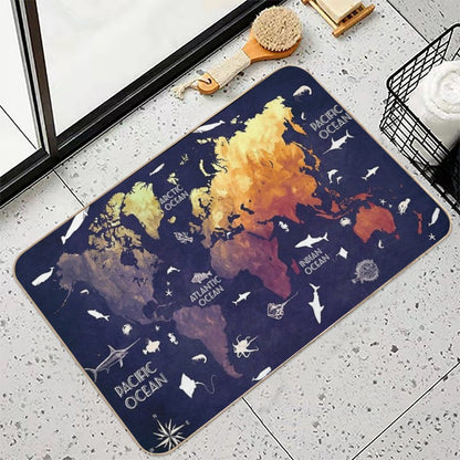 World Map 11  Long-Lasting Bath Mat