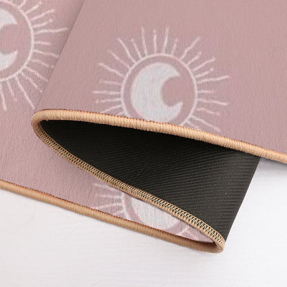 Boho Sun And Moon Pattern Bohemian Aesthetic In Muted Colors Pink Durable Bath Mat
