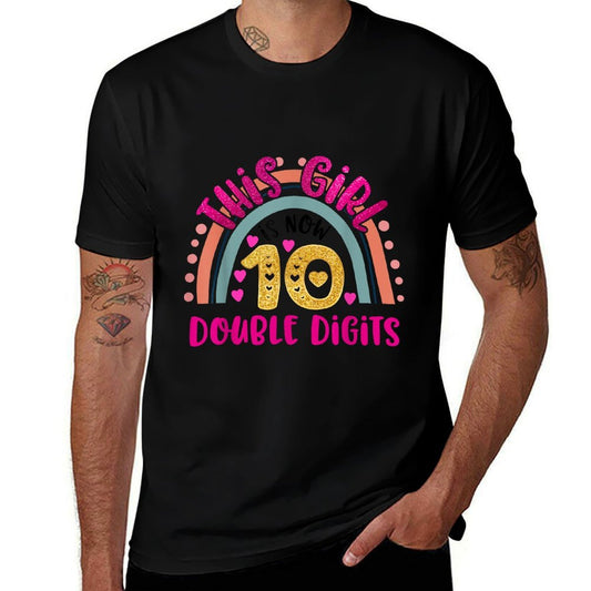 This Girl Is Now 10 Double Digits Birthday Gifts 10 Year Old  Eco-friendly Material T-Shirt