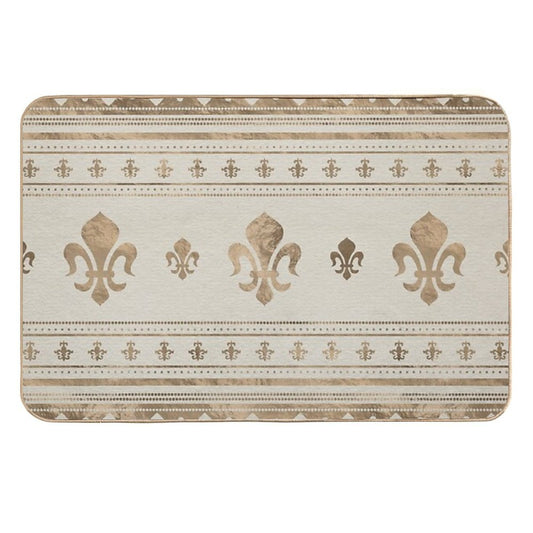Fleur-de-lis Pastel Gold  Anti-Trip Bath Mat