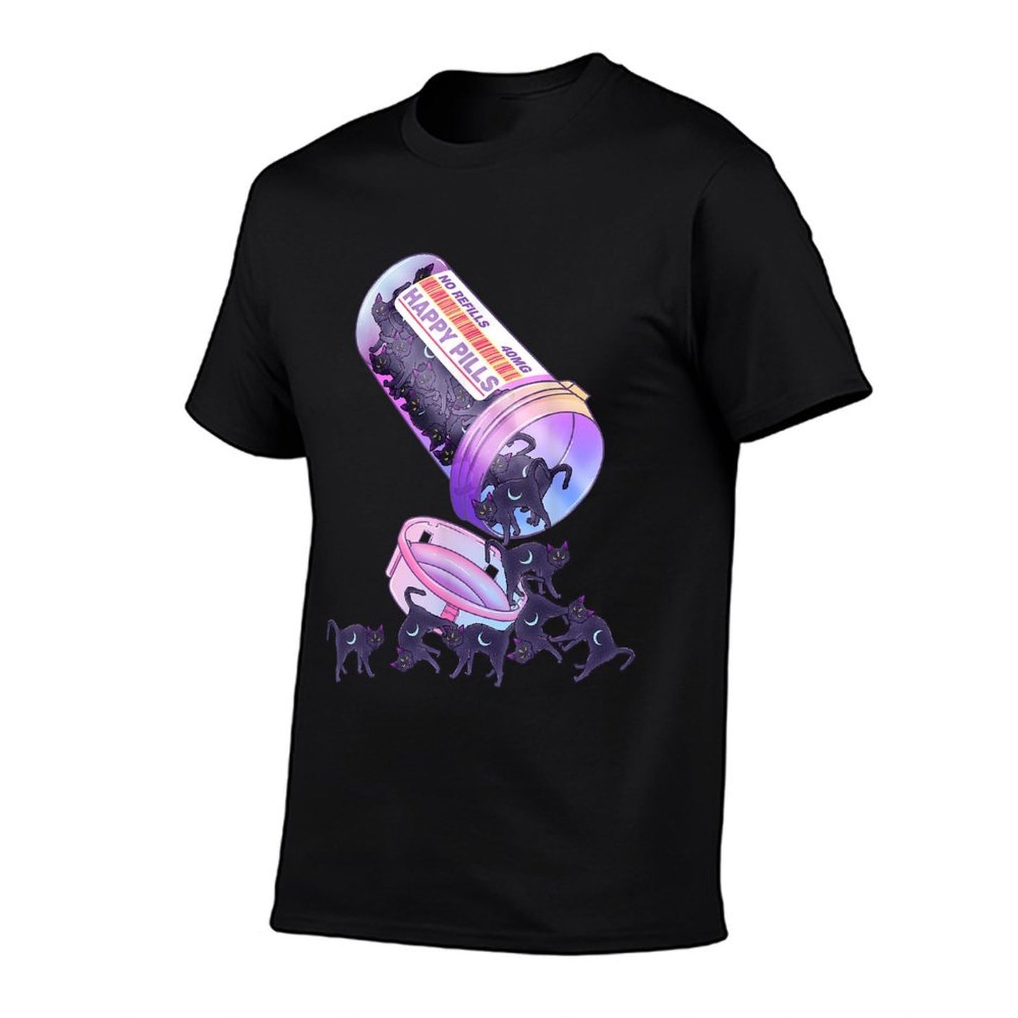 Happy Pills Pastel Goth Kawaii Yami Black Cat Otaku Women  Eco-friendly Material T-Shirt