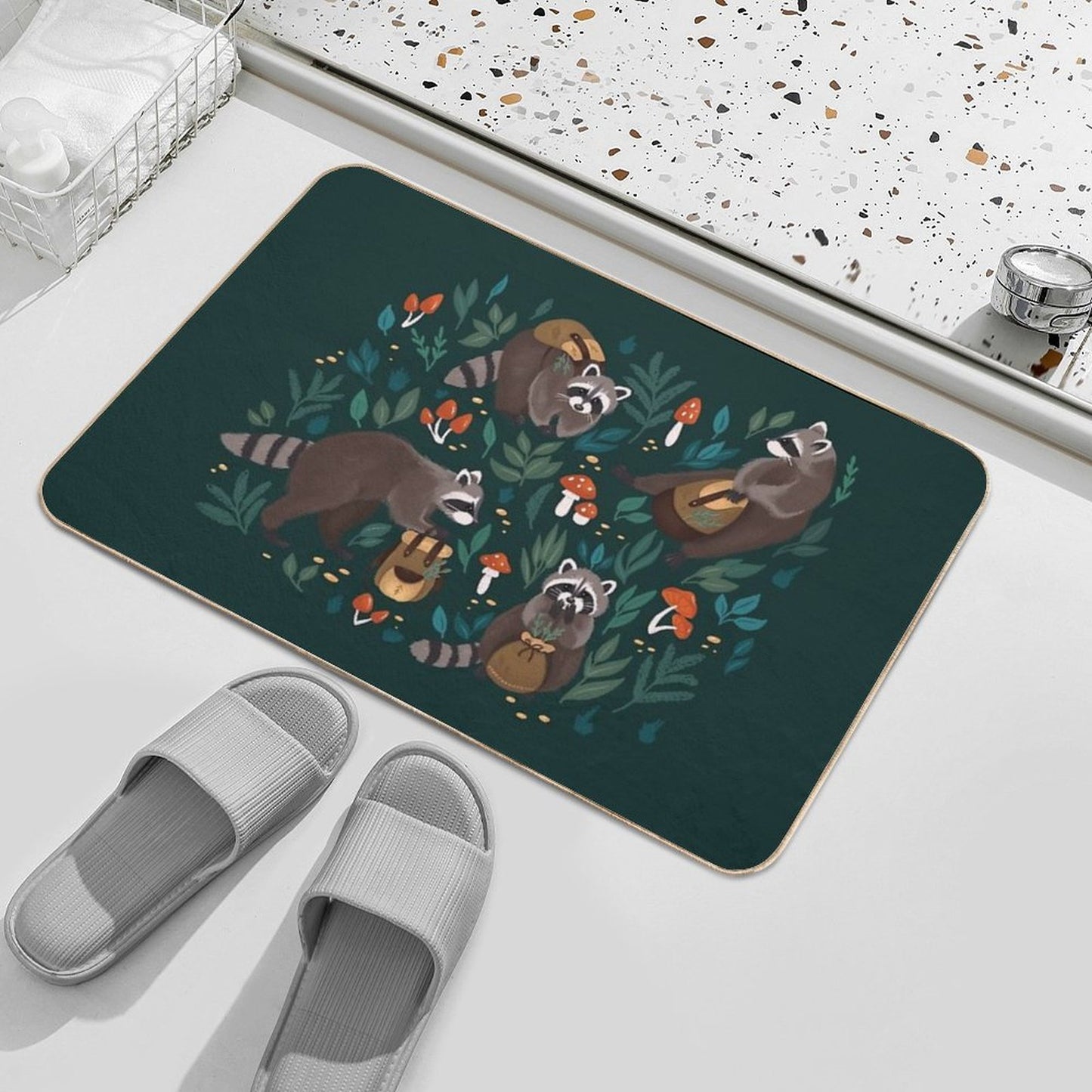 Raccoons Green  Multi-Purpose Bath Mat