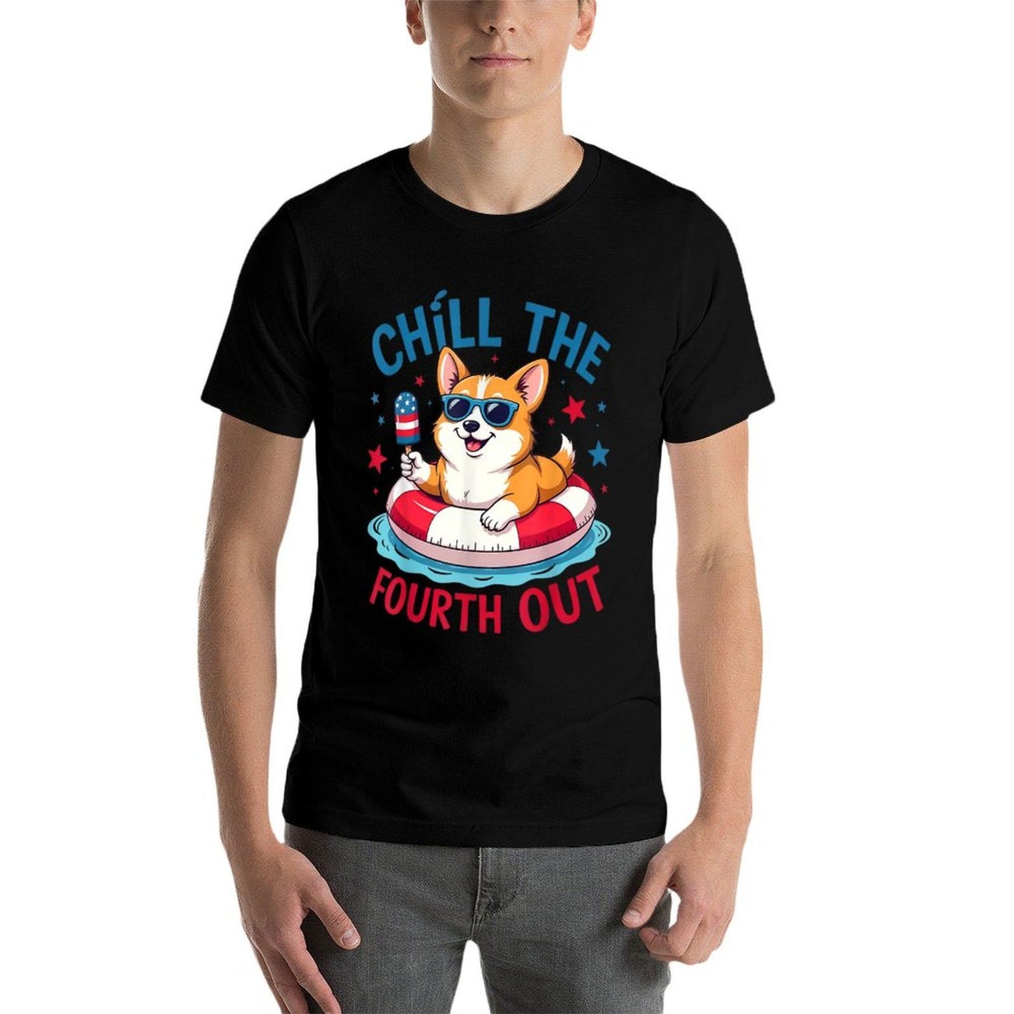 Chill The Fourth Out Cute Corgi Patriotic 4th Of July Comfortable T-Shirt