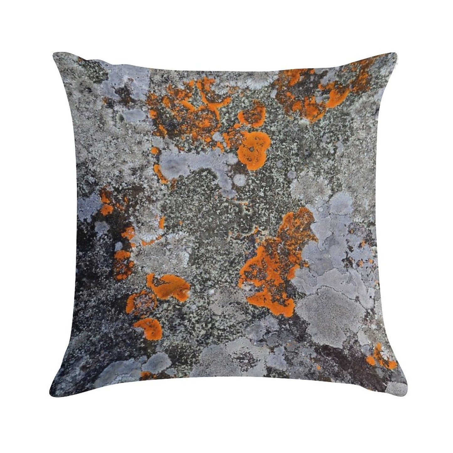 Orange And Grey Lichen Soft High-Density Material Throw Pillow