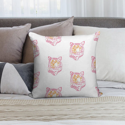 Pink And Orange Star Tiger Soft Decorative Cover Throw Pillow