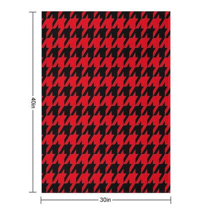 Red And Black Houndstooth Lightweight Throw Blanket
