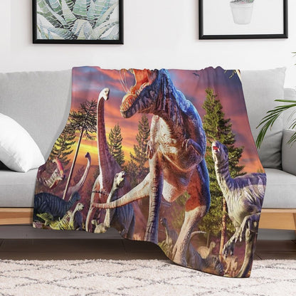 T-Rex_Attack Premium Throw Blanket