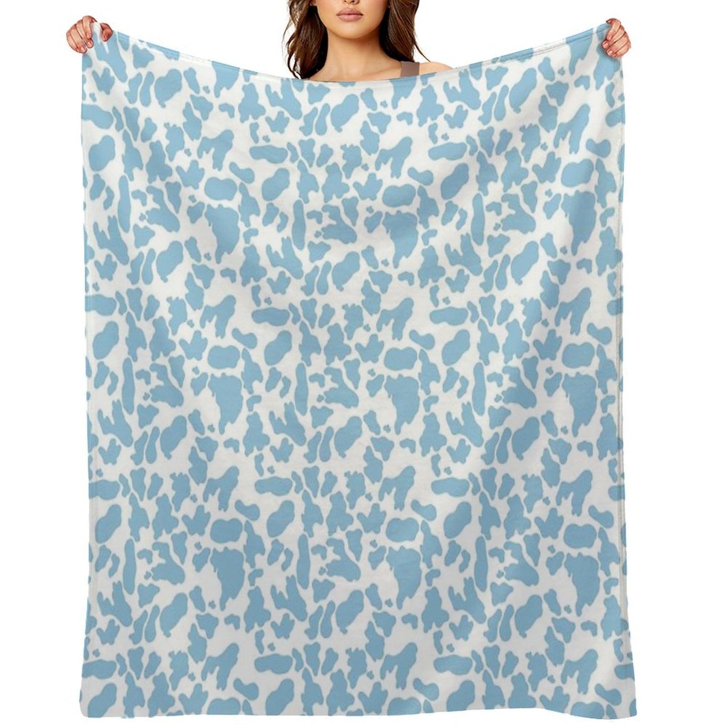 Blue Cow Print Comfort Throw Blanket