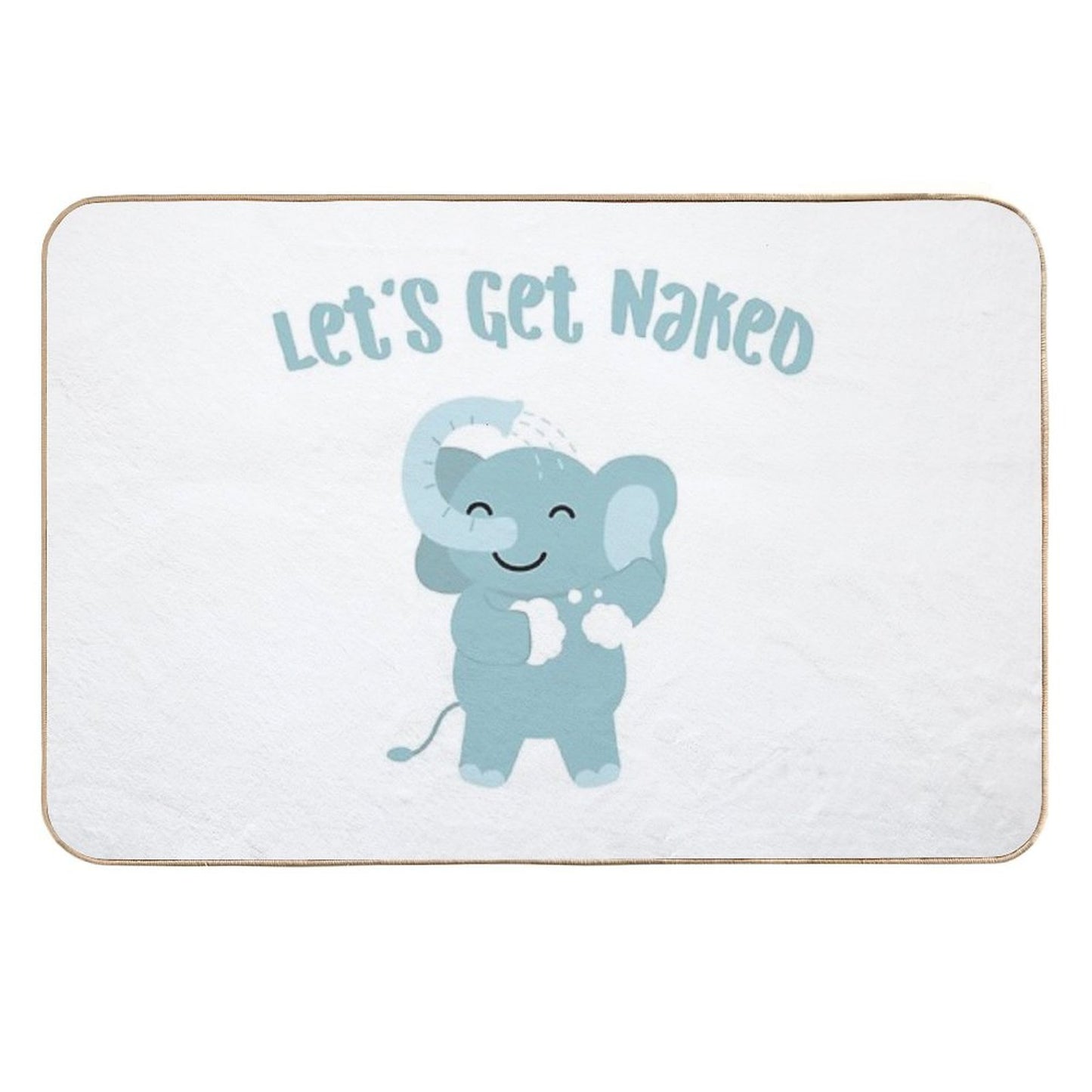 Let's Get Naked Cute Elephant in Bathroom Funny Quote  Eco-Friendly Bath Mat