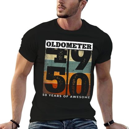 Oldometer Vintage 50th Birthday Men Retro Funny 50 Year Old  Soft T-Shirt