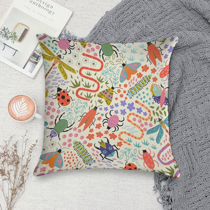 Doodle Bug Garden Soft Ultra-Soft Texture Throw Pillow