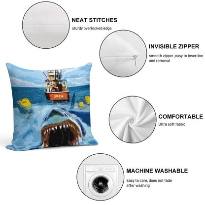 Jaws Movie Retro. Birthday Party Gifts. Officially Licensed Merch. Soft Warmth Comfort Throw Pillow