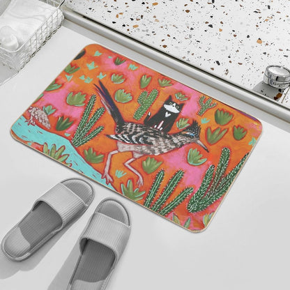 The Roadrunner And Cat Friend  Non-Slip Bath Mat