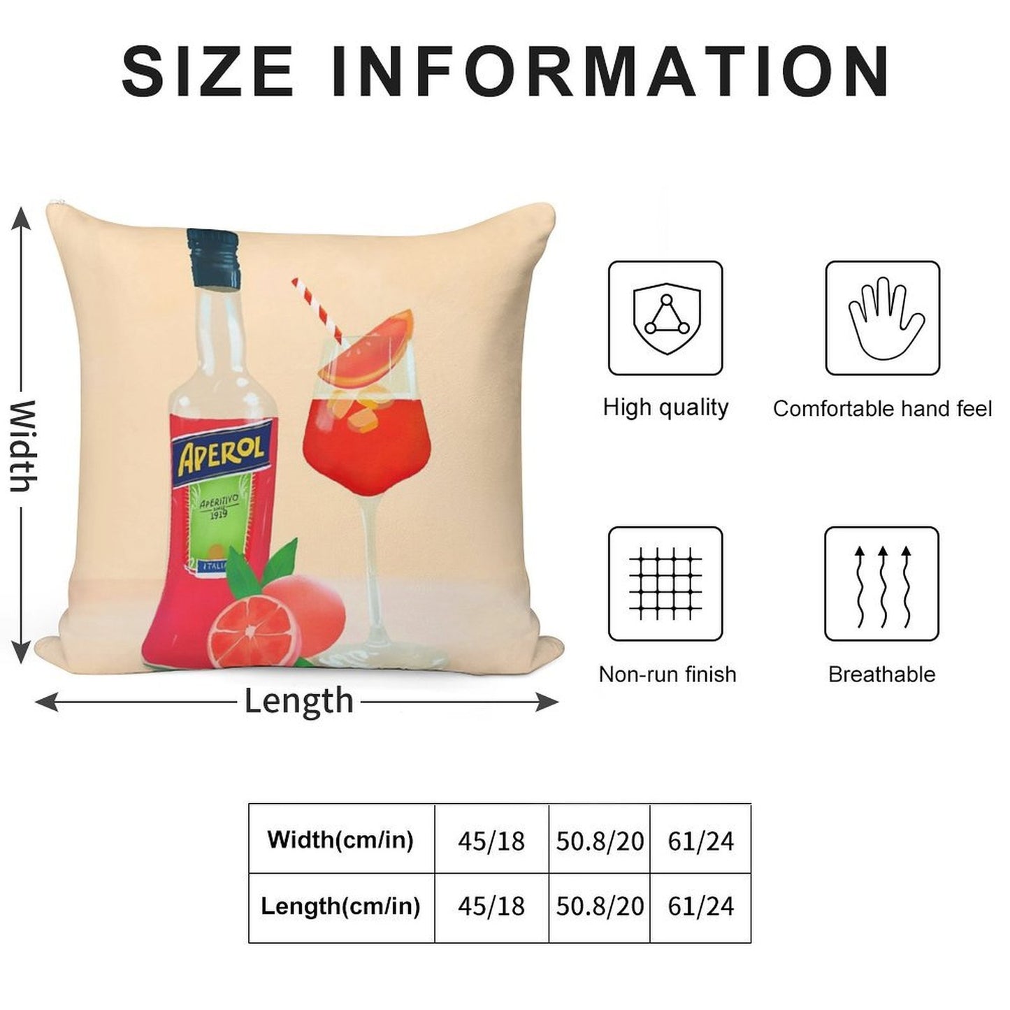 Aperol Orange Soft Hidden Zipper Throw Pillow