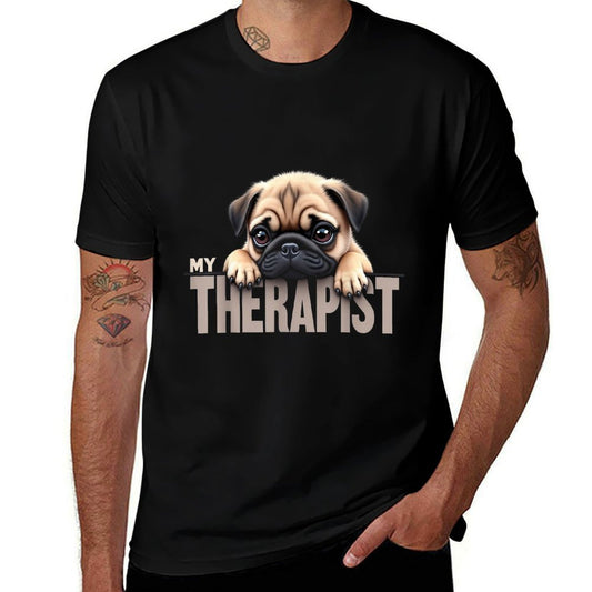 Funny Puppy My Therapist Pug Dog  Durable T-Shirt
