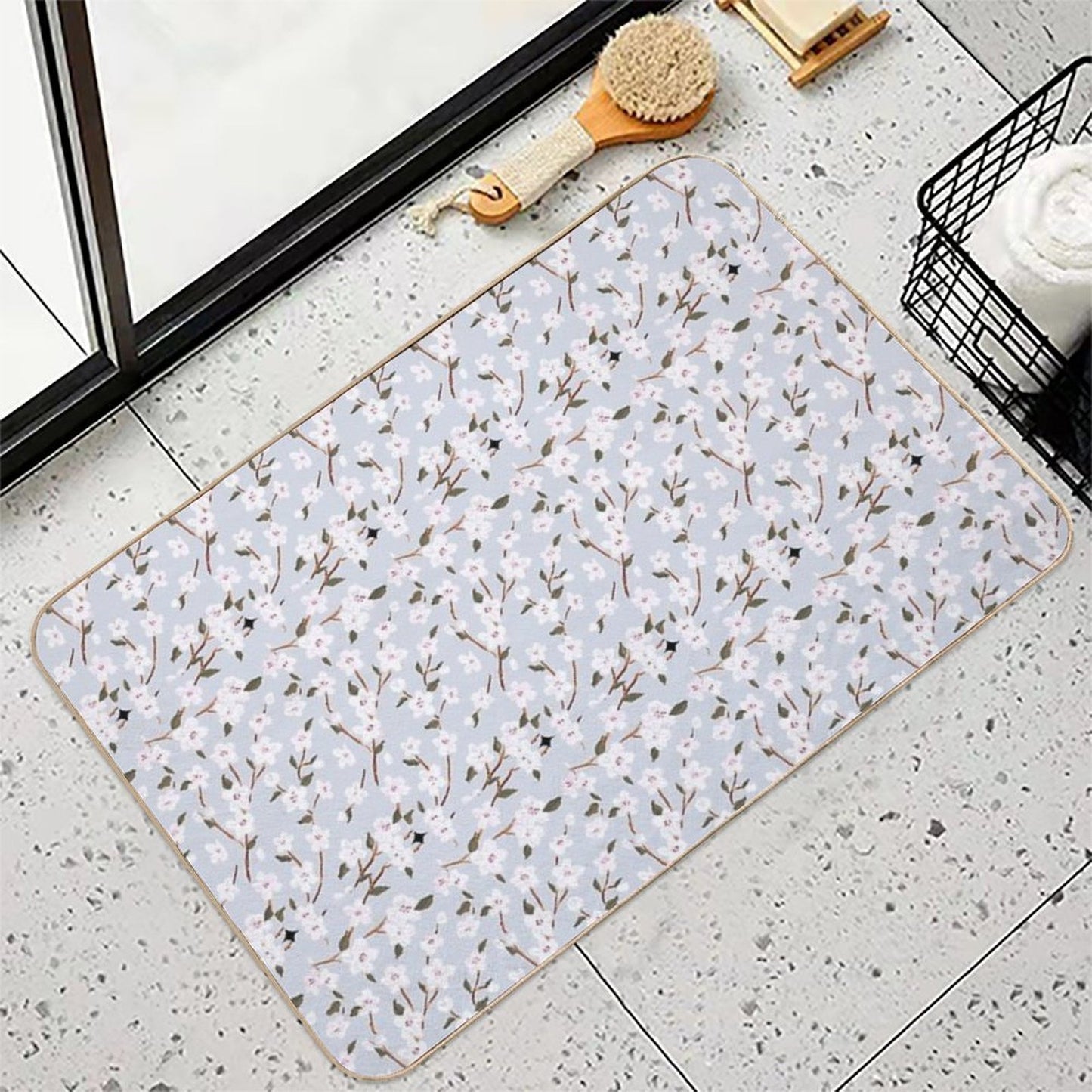 Pastel Flowers  Repositionable Bath Mat
