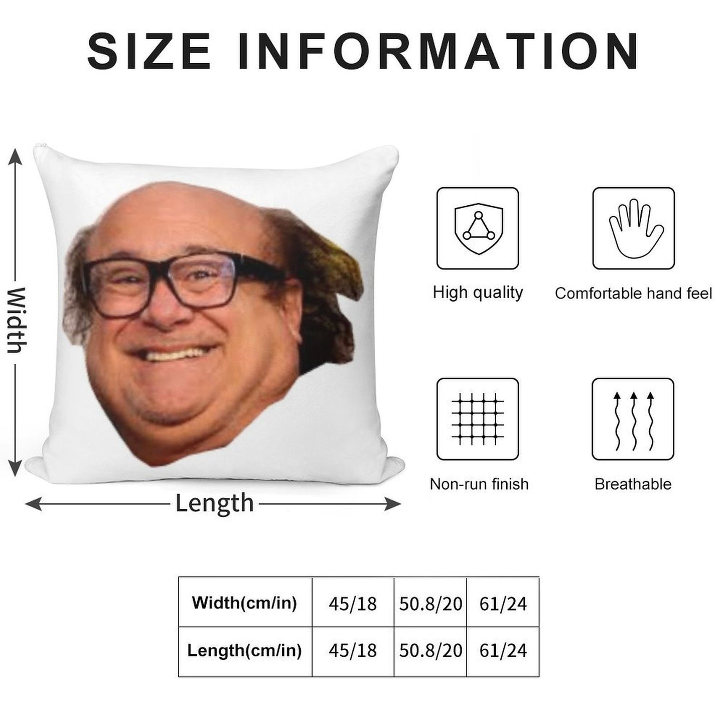Danny Devito Soft Short Plush Fabric Throw Pillow