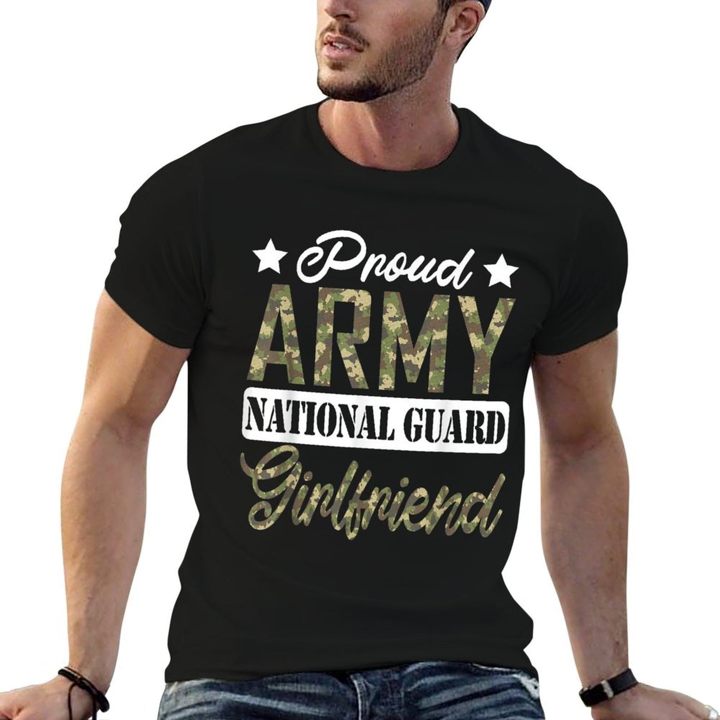 Proud Army National Guard GirlFriend Military Family Veteran  Stretchy T-Shirt