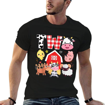 2nd Birthday Two Year Old Farm Theme Animals Birthday Party  Moisture-wicking T-Shirt