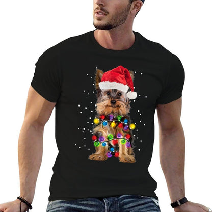 Yorkie Christmas Yorkie Dog Xmas Gift  Rolled Sleeves T-Shirt