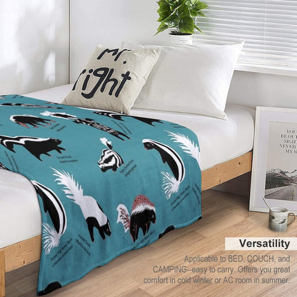 Skunks of The World Species of Family Mephitidae Machine-washable Throw Blanket