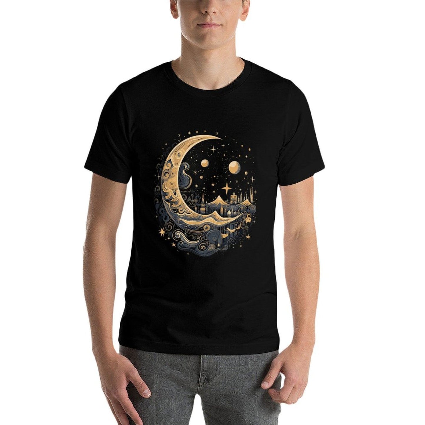 Galaxy Night Sky Moon Lunar Stars Love  Wrinkle-resistant T-Shirt