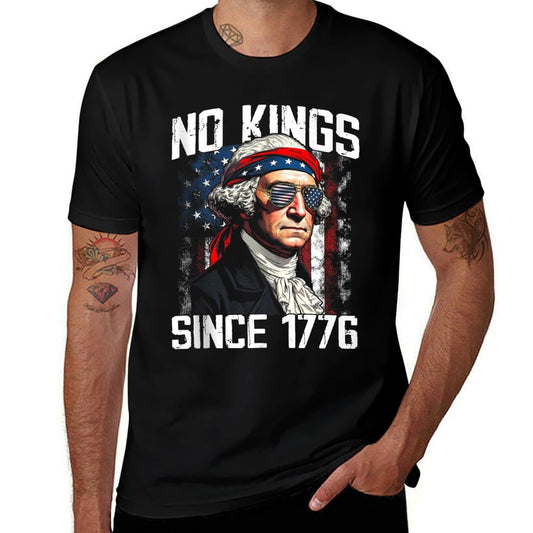 No Kings in America Since 1776 Distressed USA Vintage  Polyester Blend T-Shirt