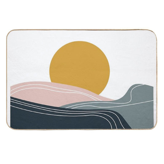 Mid-Century Modern  Sunset  Easy Maintenance Bath Mat