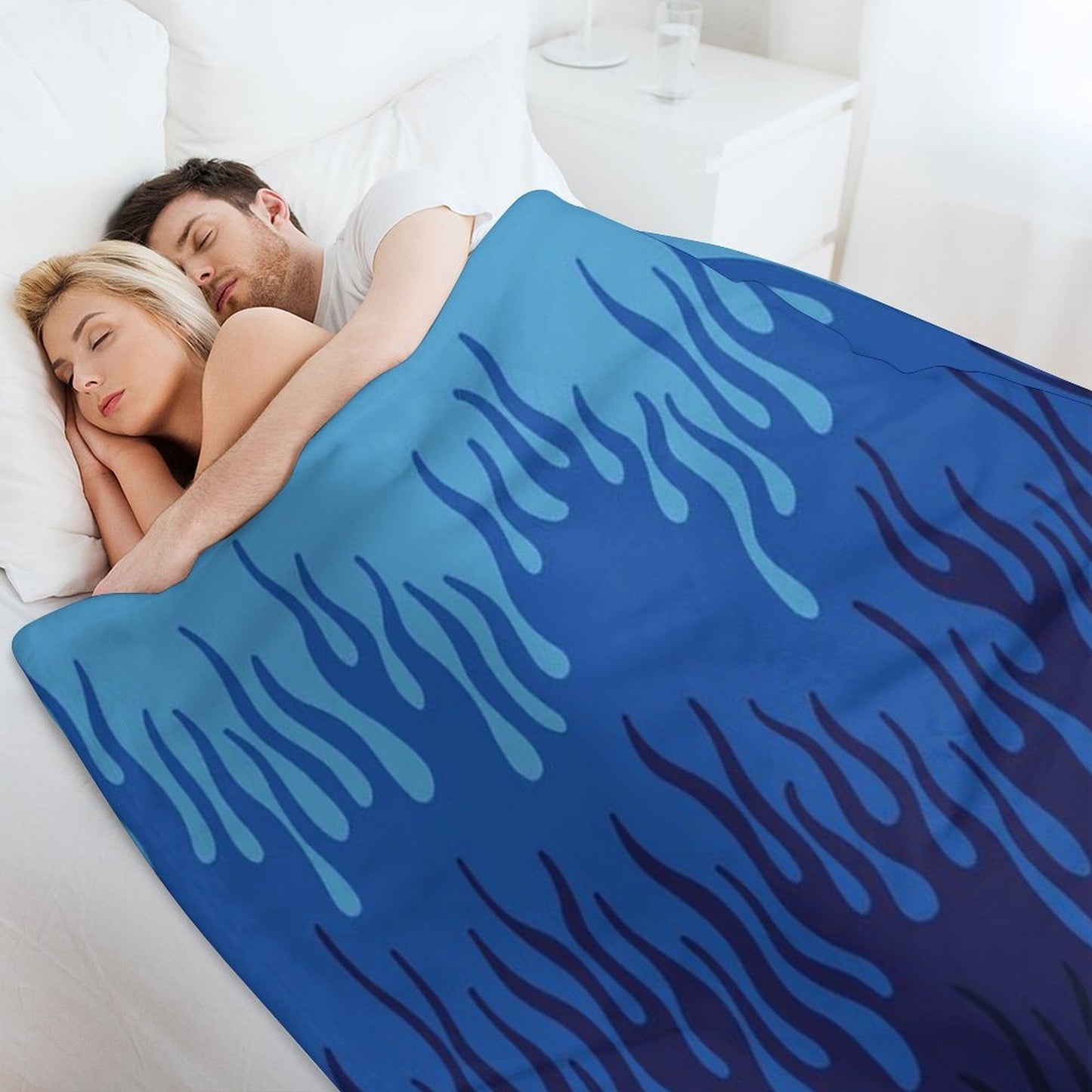 Blue Fire Flame Print Design Durable Throw Blanket