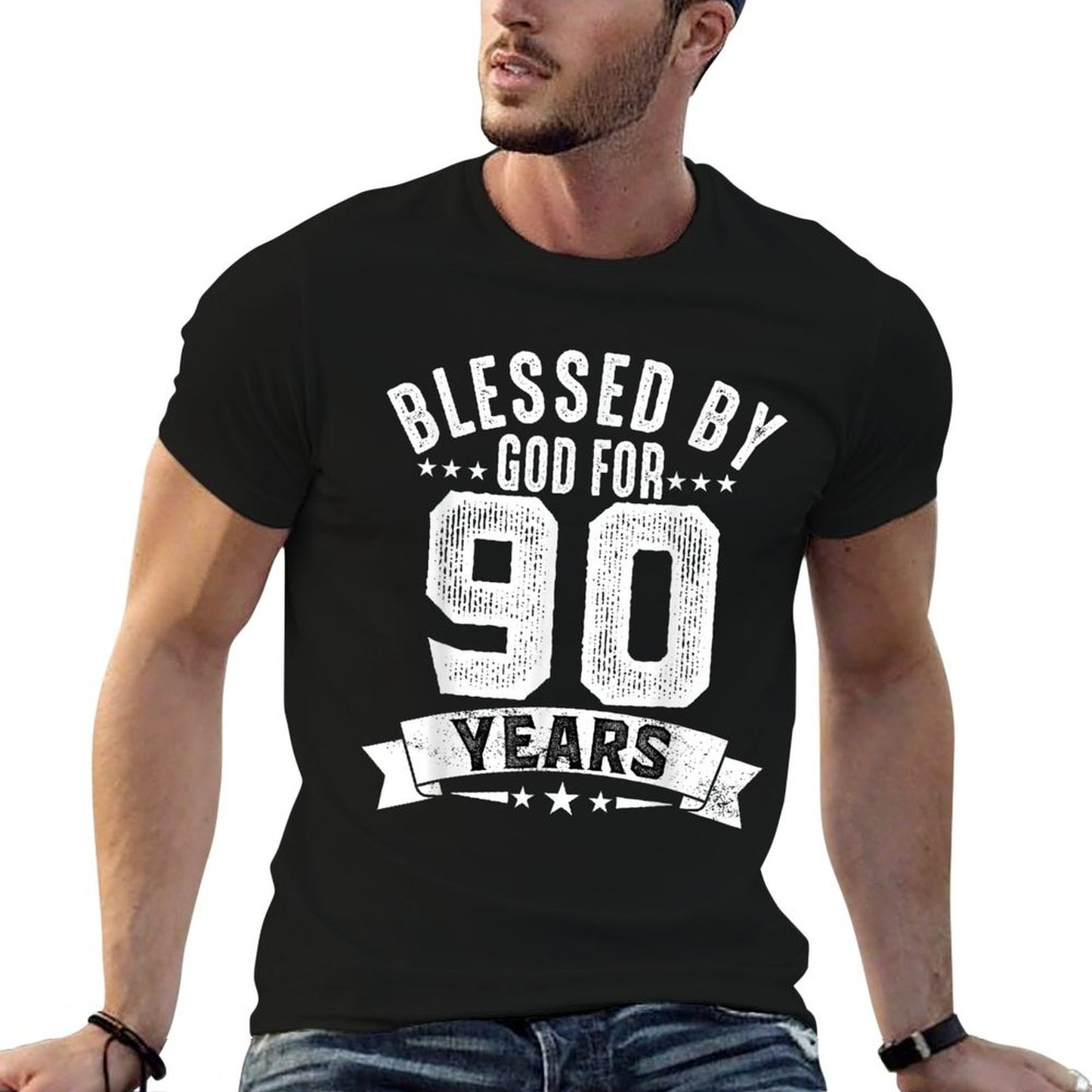 Blessed By God For 90 Years Ninety Birthday 90th Birthday  Wrinkle-resistant T-Shirt