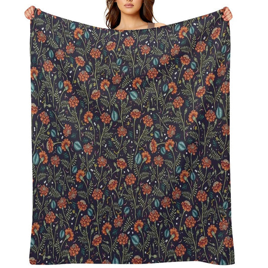 French Marigold Meadow Shrink-resistant Throw Blanket