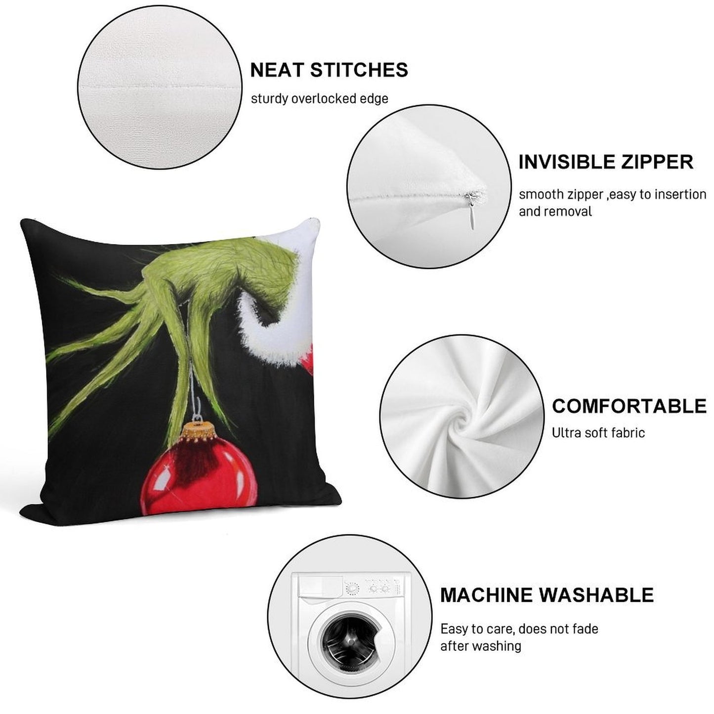 Who Stole Christmas Soft Washable Throw Pillow