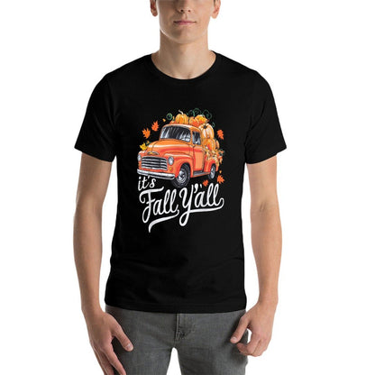 Its Fall Yall Pumpkin Truck Autumn Tree Hello Fall  High-quality Stitching T-Shirt
