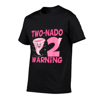 Kids Two-nado Warning 2nd Birthday Pink Tornado Birthday  Eco-friendly Material T-Shirt