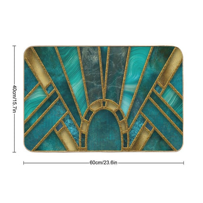 Elegant Stained Glass Art Deco Window With Marble And Gemstone  Easy To Clean Bath Mat