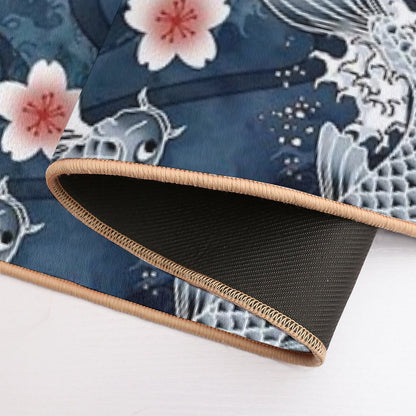 Koi Sakura Blossom in Blue  Versatile Bath Mat