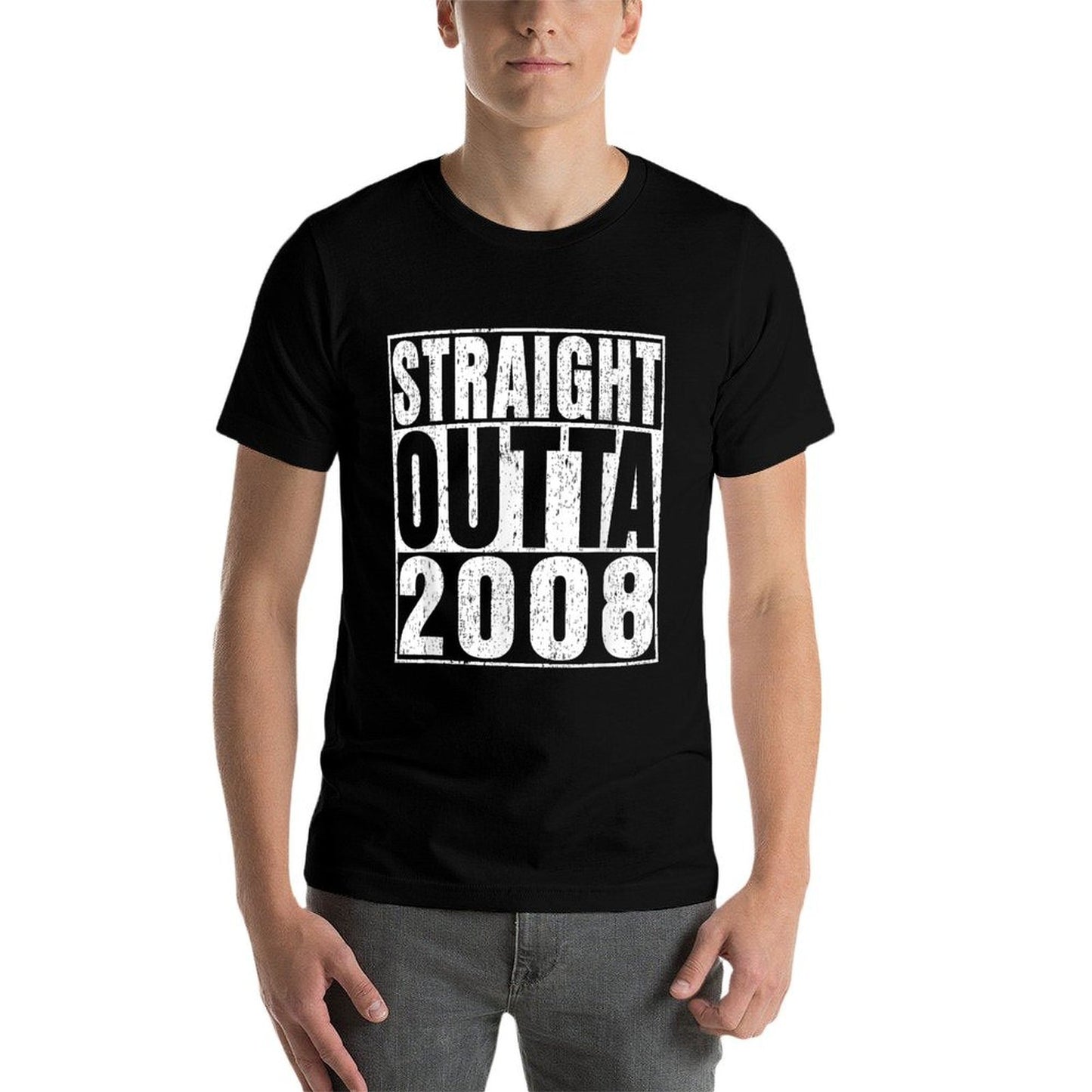 Straight Outta 2008 17 Years Old Gifts Vintage 17th Birthday  Cotton T-Shirt