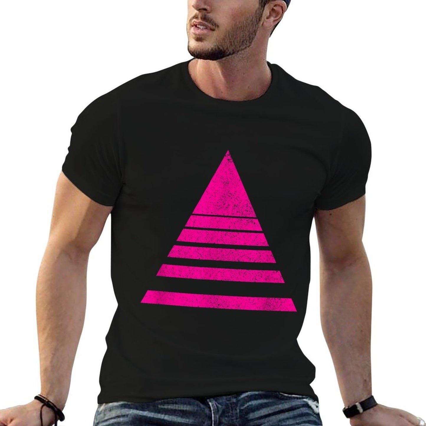 Geometric Triangle Sliced Shapes Geometry Art Distressed  Oversized Silhouette T-Shirt