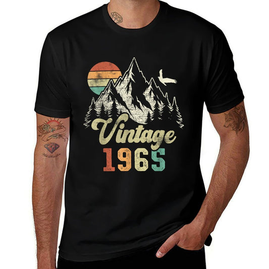 Vintage 1965 Mountains Eagle 60th Birthday  Tagless Design T-Shirt