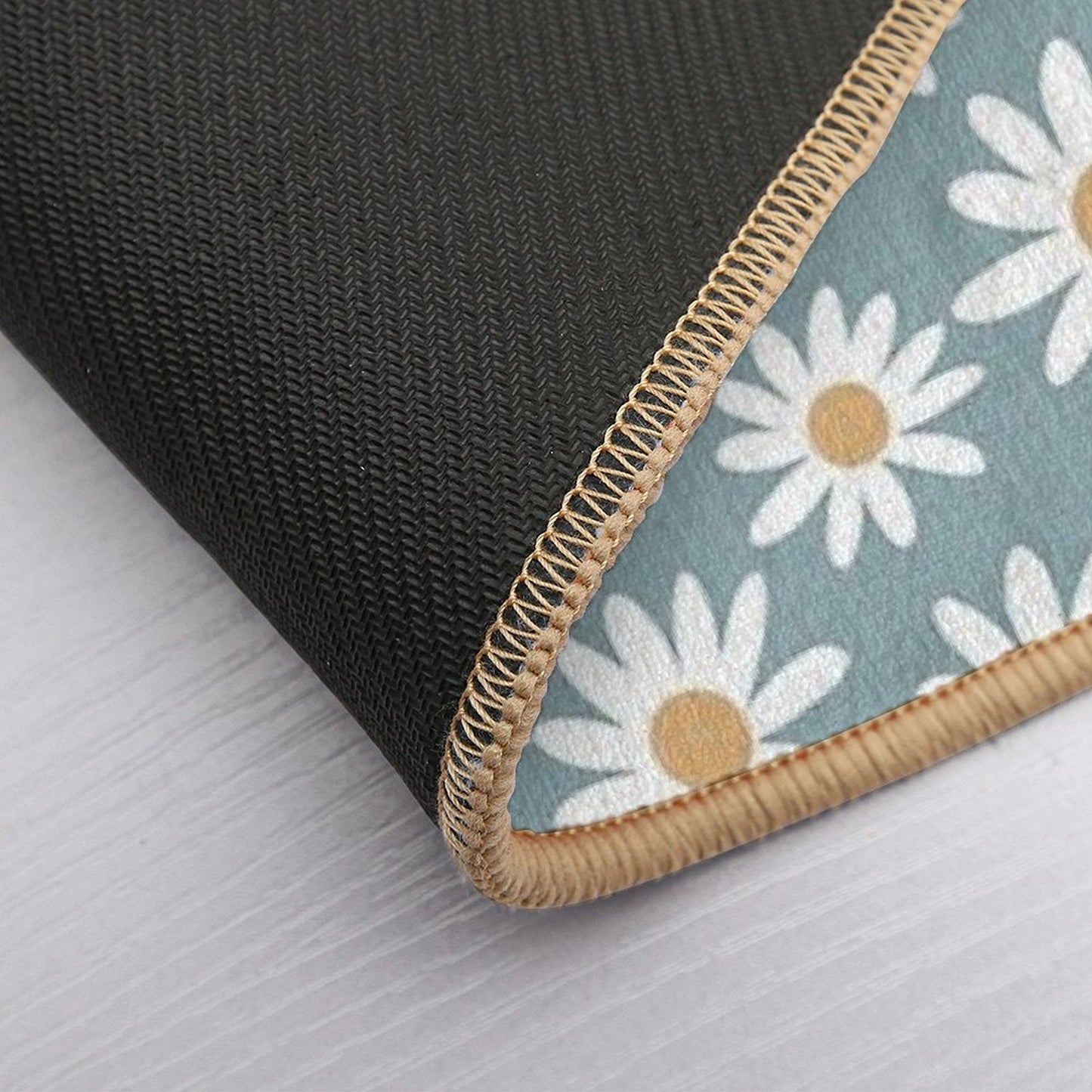 Blue Daisies - Daisy Pattern, Floral, Florals, Flower, Retro, Vintage, 70s, Camel, Brown, Rust, Earthy, Terracotta  Slip-Resistant Bath Mat