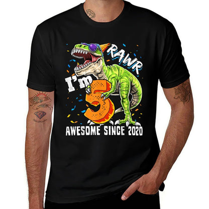 5th Birthday T Rex Dinosaur Party Boys Rawr I'm 5  Wrinkle-resistant T-Shirt