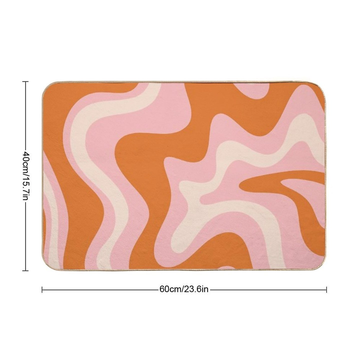Liquid Swirl Retro Modern Abstract Pattern in Orange Pink Cream  Non-Slip Bath Mat