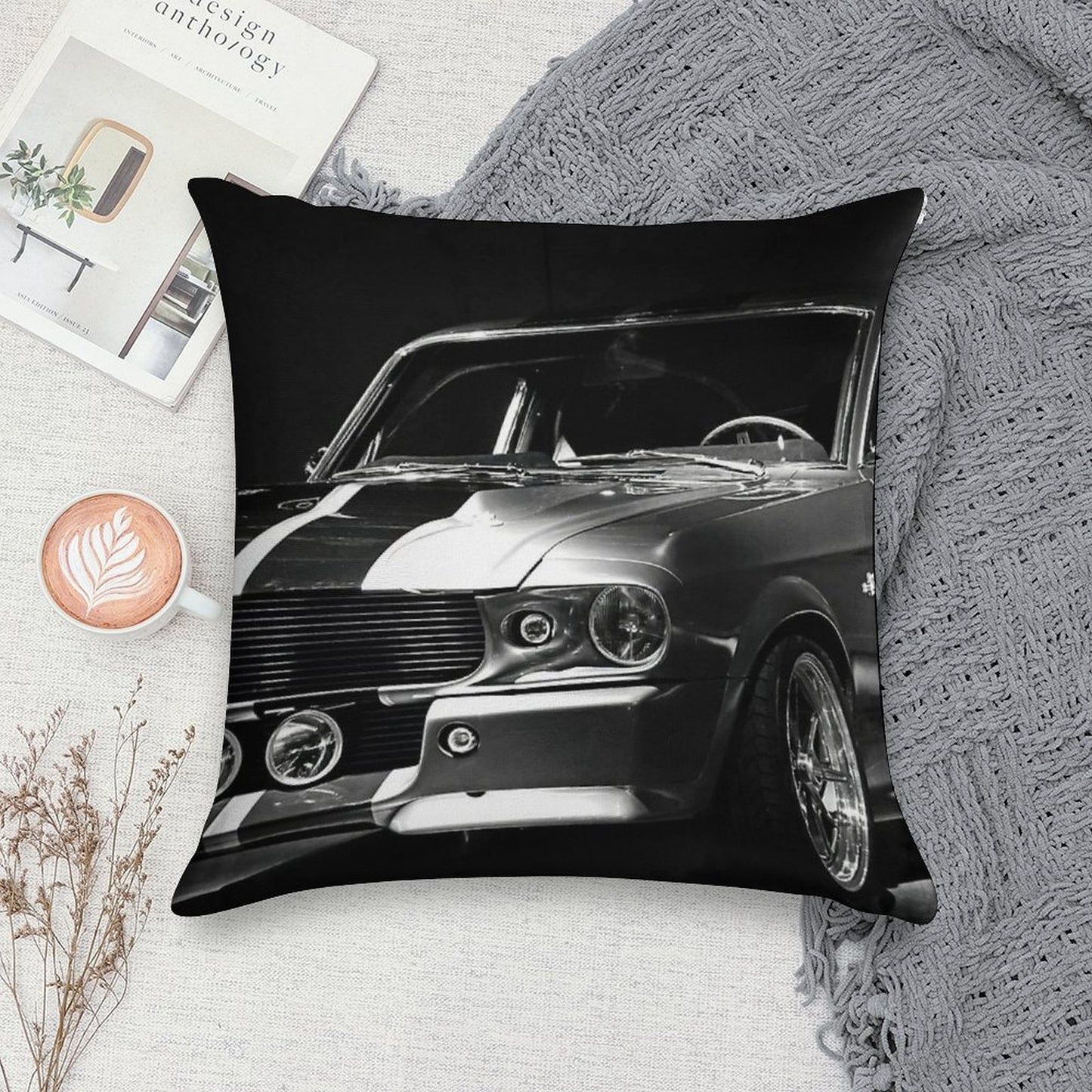 1967 Ford Mustang Shelby GT 500 Soft Luxury Feel Throw Pillow