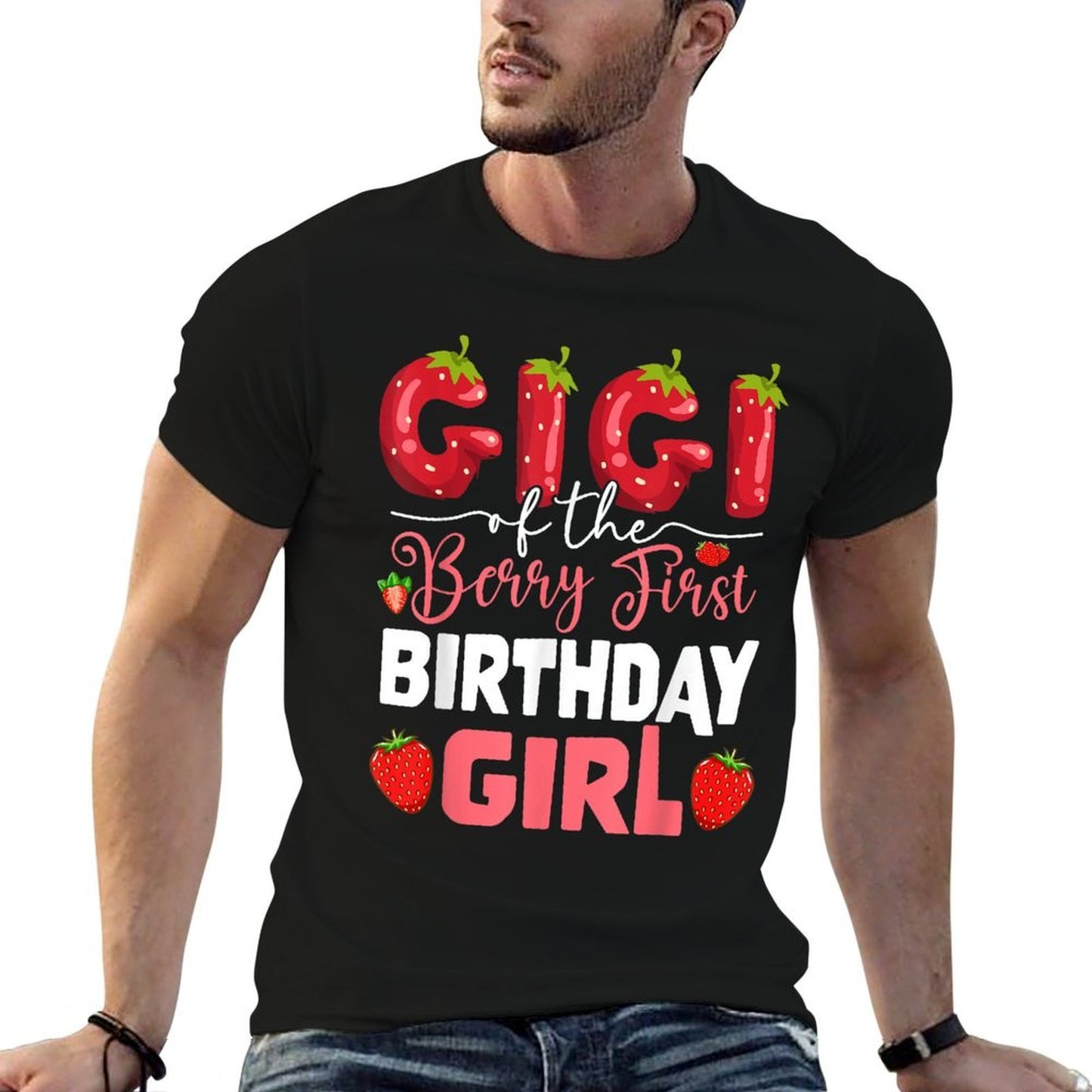 Gigi of The Berry First Birthday of Girl Strawberry Grandma  Polyester Blend T-Shirt