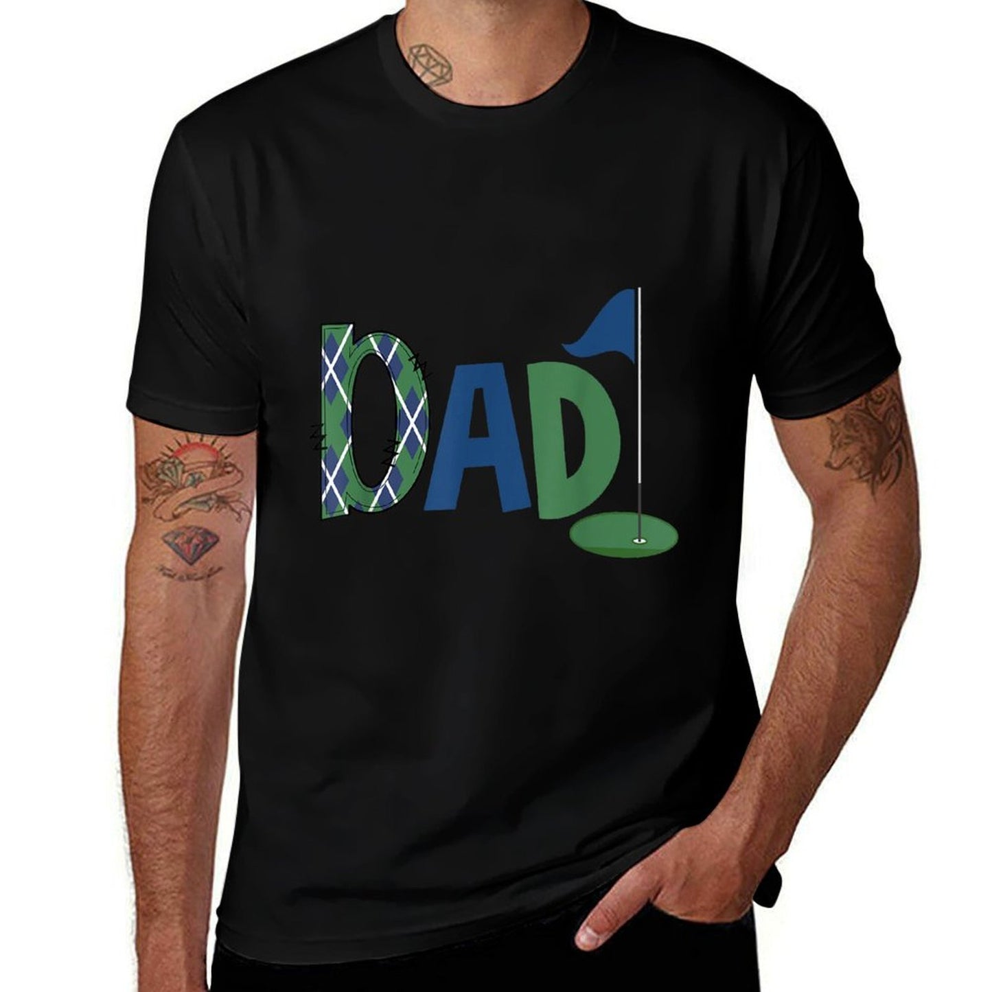 Dad of The Birthday Boy Hole in One Golf Sport Matching  Heathered Texture T-Shirt