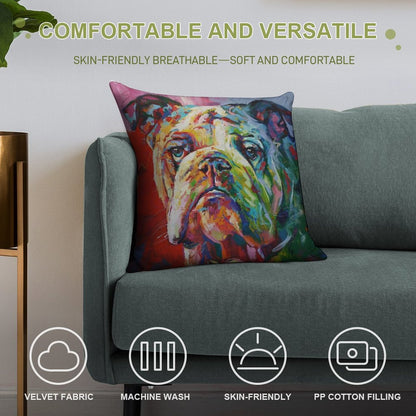 English Bulldog Soft Decorative Cover Throw Pillow