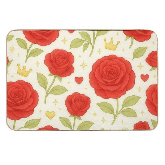 Royal Bloom – Elegant Rose Pattern (Red)  Himekari Collection  Slip-Resistant Bath Mat