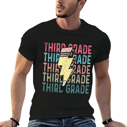Retro Third Grade Teacher Lightning Bolt Pencil Teacher Kids  Easy-care T-Shirt